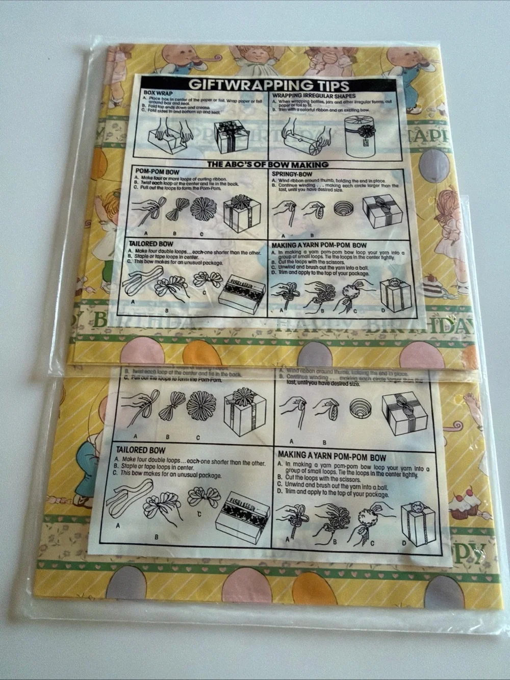 2 Pkgs Sealed CABBAGE PATCH KIDS 1983 Happy Birthday Heavyweight Gift Wrap NOS